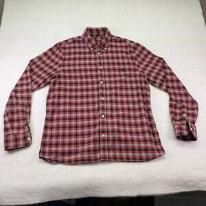 Aquascutum London Flannel Red Tattersall Long Sleeve Button Down Shirt Size M